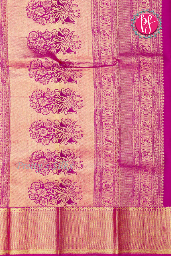 Pure Kanchipuram Silk Saree-Olivegreen And Pink-PF72295
