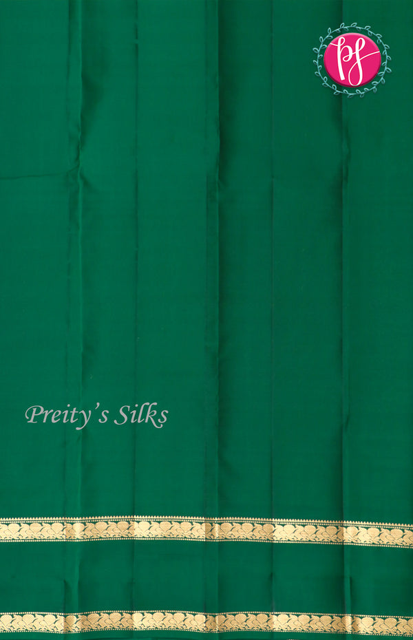 Half Pure Kanchipuram Silk Saree-Mehandi Green With Leaf Green-PF68647