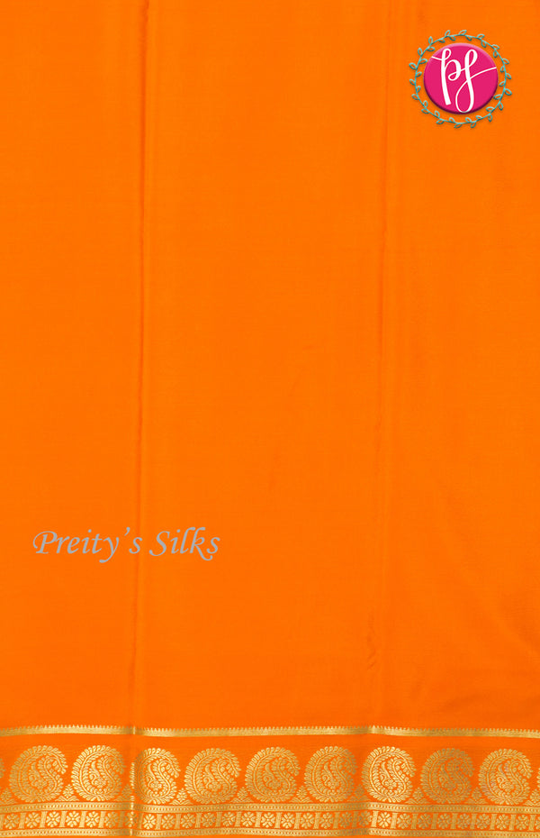 Pure Mysore Crepe Silk Saree With Contrast Mango Border-PF38139