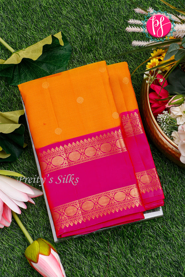 Pure Kanchipuram Silk Saree-Yellow And Pink-PA35455