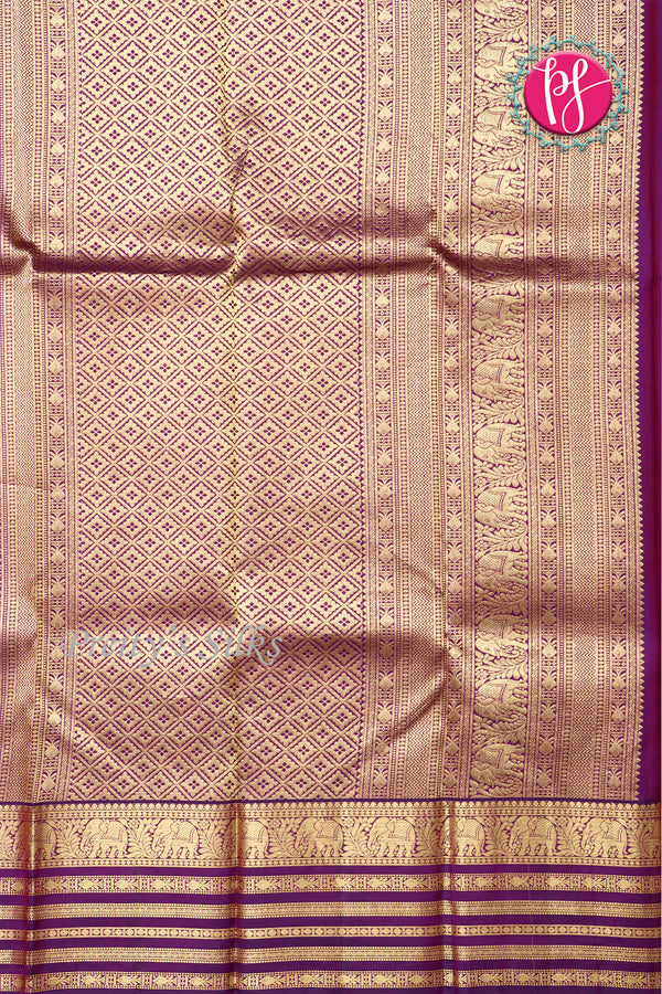 Pure Kanchipuram Silk Saree-Rustorange And Purple-PF47955