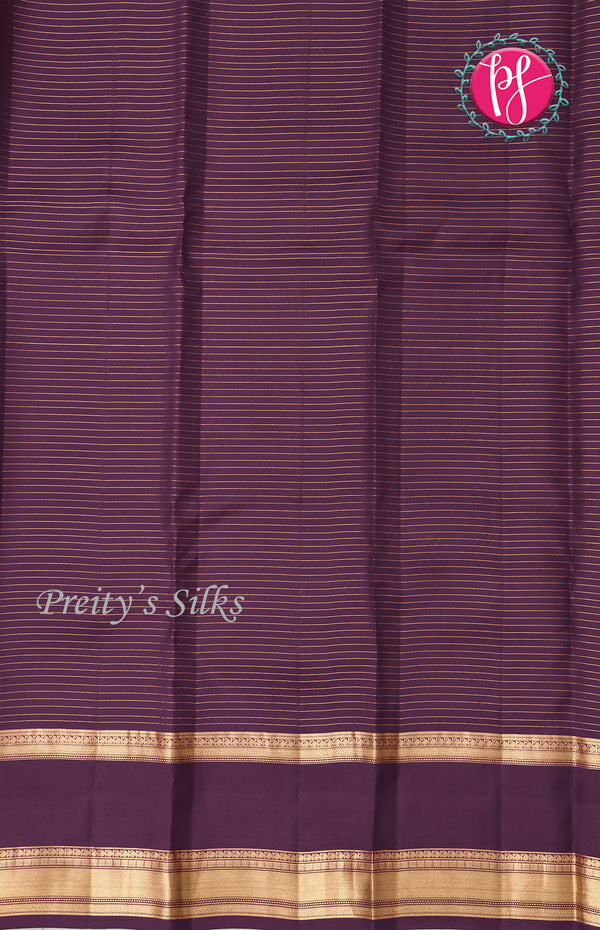 Half Pure Kanchipuram Silk Saree-Rust Orange with Deep Purple-PF68724