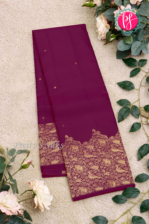 Pure Kanchipuram Silk Saree-Wine-PA27253