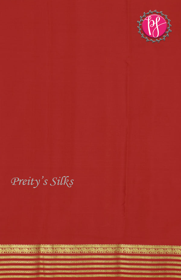 Pure Mysore Crepe Silk Saree-Green And Red-PF66896