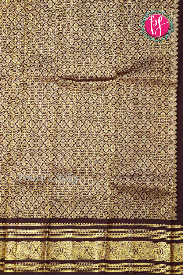 Pure Kanjeevaram Silk Saree-Rustorange And Deepbrown-PF62723