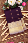 Half Pure Kanchipuram Silk Saree-Dark Burgundy And Slategrey-PA35213
