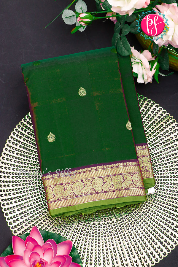 Pure Kanchipuram Silk Saree-Bottlegreen-PA27118