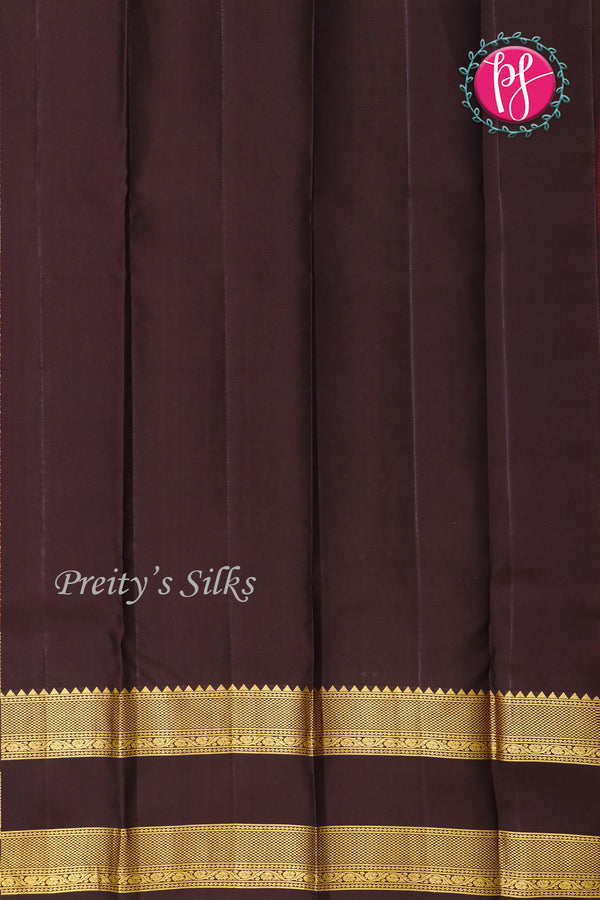 Pure Kanchipuram Silk Saree-PF72334 - Rust Orange with Deep brown