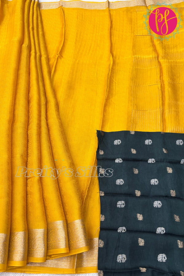 chiffon georgette Silk Saree with Self embossed Design-PF68346