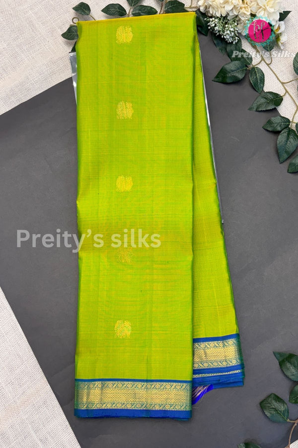 Pure Kanchipuram Silk Saree-Parrotgreen-PA50656