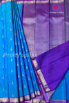 Pure Kanchipuram Silk Saree-Blue-PA50656