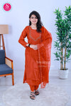 Amber BloomBurnt OrangeViscose Georgette Suit Set-SWBL330