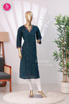 Elegant Teal Embroidered Kurta -SWRM104
