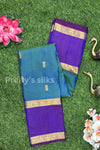 Pure Kanchipuram Silk Saree-Blue And Purple-PA51194