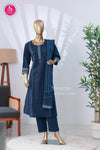 Deep indigo cotton kurta set - SWRM165