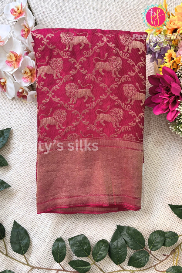 Pure Banarasi Crepe Silk Saree-Pink-PA51871