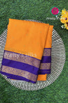 Semi Kanchipuram Silk Saree -Yellow with Blue-PA39339