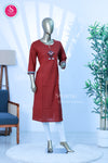 Elegant rust red cotton top-SWRM083