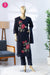 Floral Embroidered dark navy blue Kurti Pant Dupatta Set - SWRM148