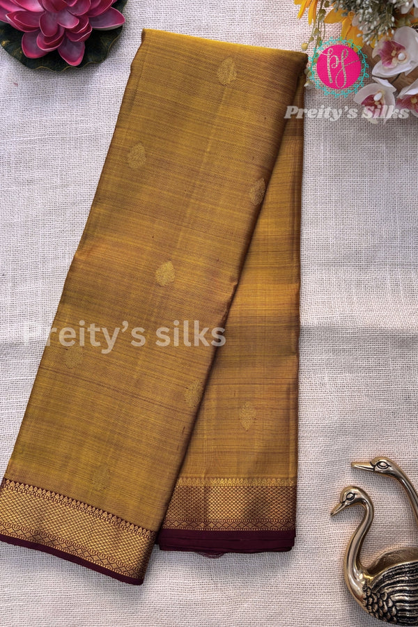 Pure Kanchipuram Silk Saree-Golden Yellow-PA51194