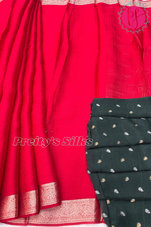 chiffon georgette Silk Saree with Self embossed Design-PF68346