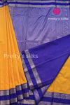 Semi Kanchipuram Silk Saree -Yellow with Blue-PA39339