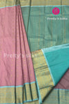 Semi Kanchipuram Silk Saree -Light Pink with Seablue-PA39339