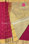 Semi Kanchipuram Silk Saree -Pink with halfwhite-PA39339