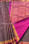 Pure Kanchipuram Silk Saree-Slatebrown And Pink-PA51194