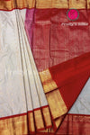 Semi Kanchipuram Silk Saree -Halfwhite with Deepmarron -PA39339