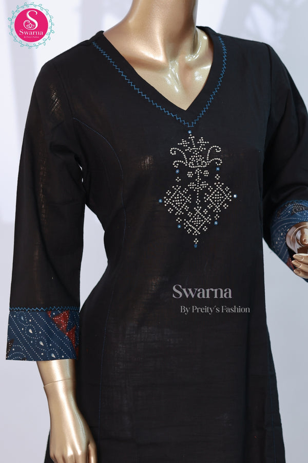 Black Embellished Kurti - SWRM052