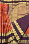 Pure Kanchipuram Silk Saree-Rustorange And Brown-PA51194