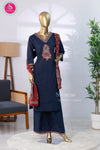 Midnight Grace Navy Blue Cotton Suit Set-SWRM647