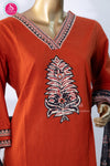 Rust Bloom Cotton Suit Set with Printed Dupatta-SWRM642