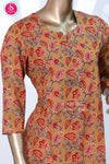 mustard yellow cotton top with elegant floral and paisley prints-SWRM025