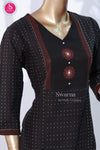 Black Yoke Printed Cotton Blend Straight Kurta -SWRM090