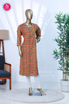 mustard yellow cotton top with elegant floral and paisley prints-SWRM025