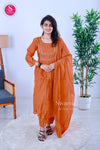 Rust Orange Embroidered Anarkali Suit Set-SWRM708