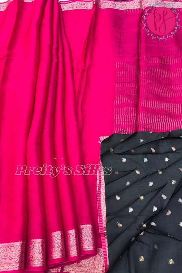 chiffon georgette Silk Saree with Self embossed Design-PF68346