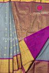 Semi Kanchipuram Silk Saree -Grey with Purple-PA39339