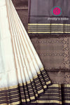 Pure Kanchipuram Silk Saree- White And Deepbrown-PF28853
