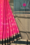 Pure Kanchipuram Silk Saree- Pink And Bottlegreen-PF28853