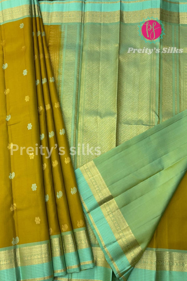 Pure Kanchipuram Silk Saree-Olivegreen-PA50625