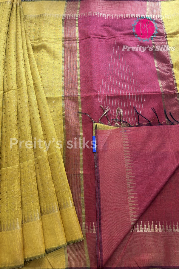 Raw silk saree with butta pattern- PA09058