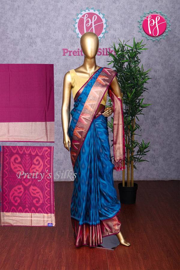 Semi Ikkat Pochampally Silk Saree-PA03525