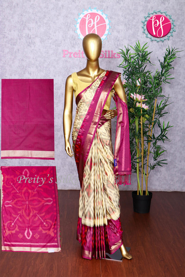 Semi Ikkat Pochampally silk saree-PA03525