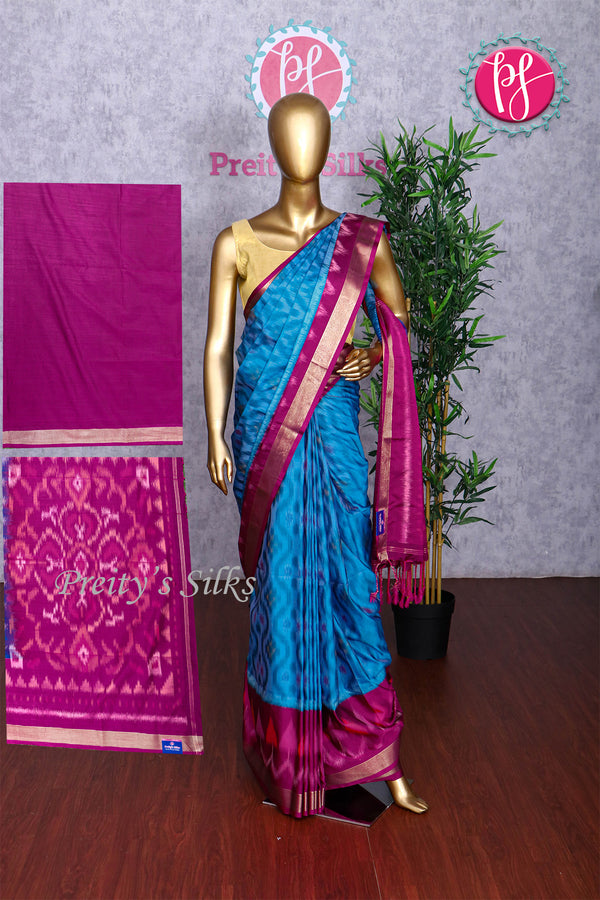Semi Ikkat Pochampally Silk Saree-PA03525