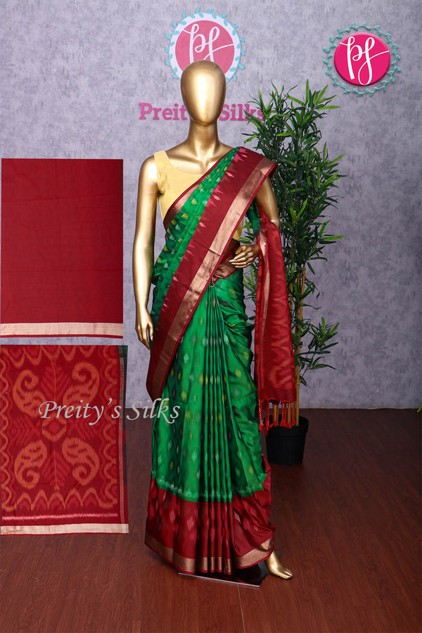 Semi Ikkat Pochampally Silk Saree-PA03525