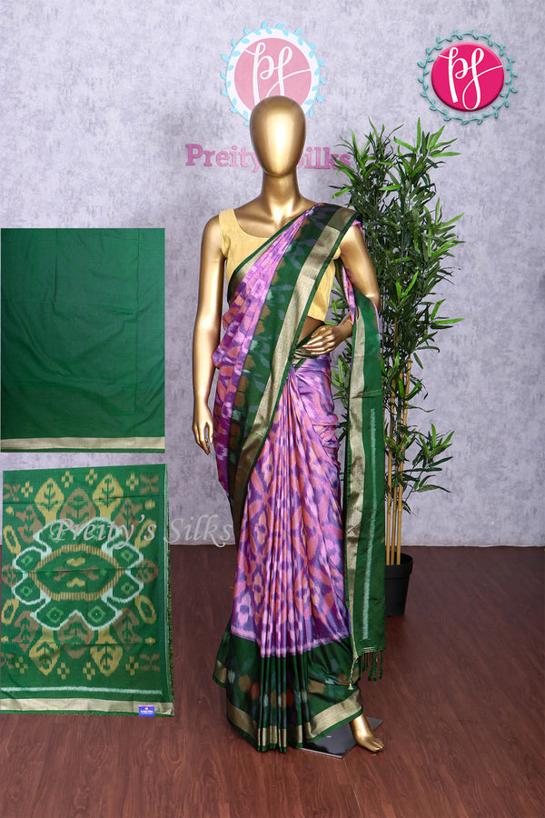 Semi Ikkat Pochampally Silk Saree-PA03525