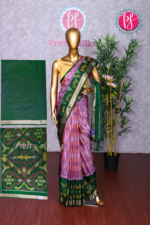 Semi Ikkat Pochampally silk saree-PA03525